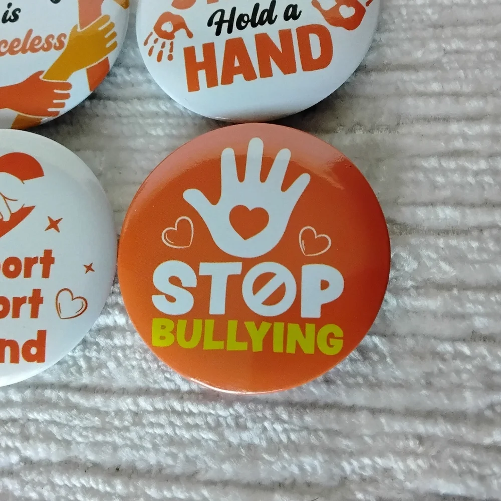 Anti-Bullying Button Pin Set Of 6 Unused 1.5